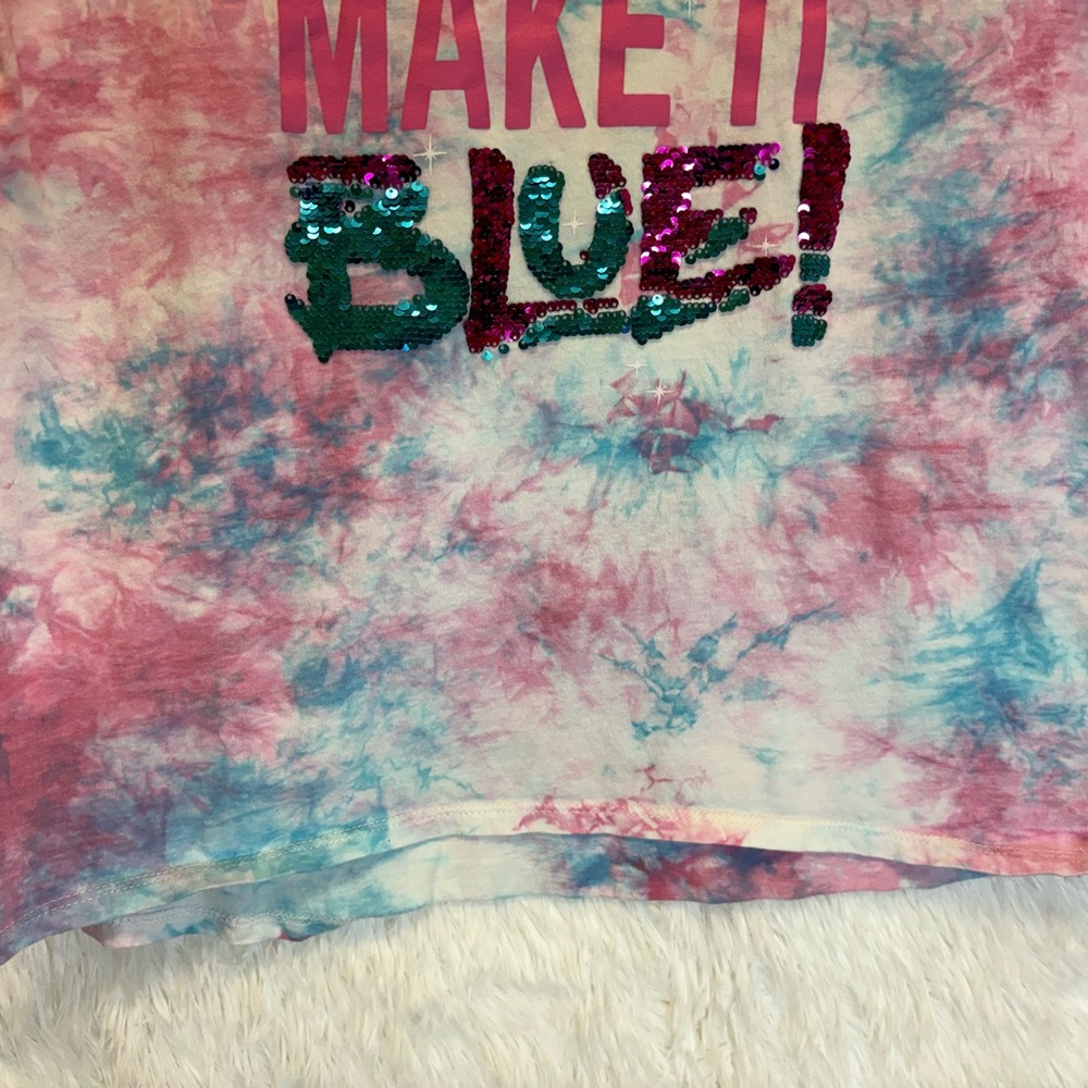 Disney Sleeping Beauty “Make It Pink Make It Blue” Sequin Tie Dye T-Shirt | M - Picture 10 of 16